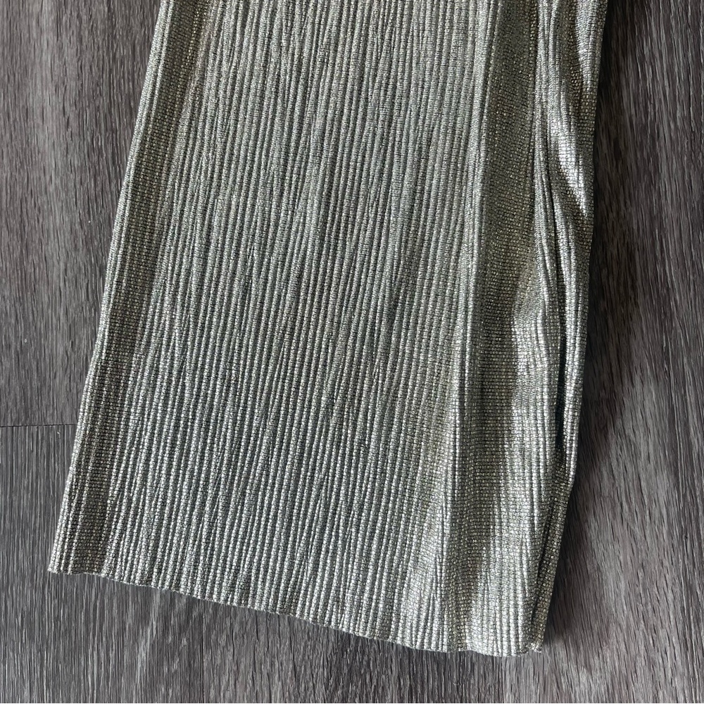 Alice + Olivia Elba Paper Bag Pant | Silver Metallic Size 0/2 - Picture 4 of 6